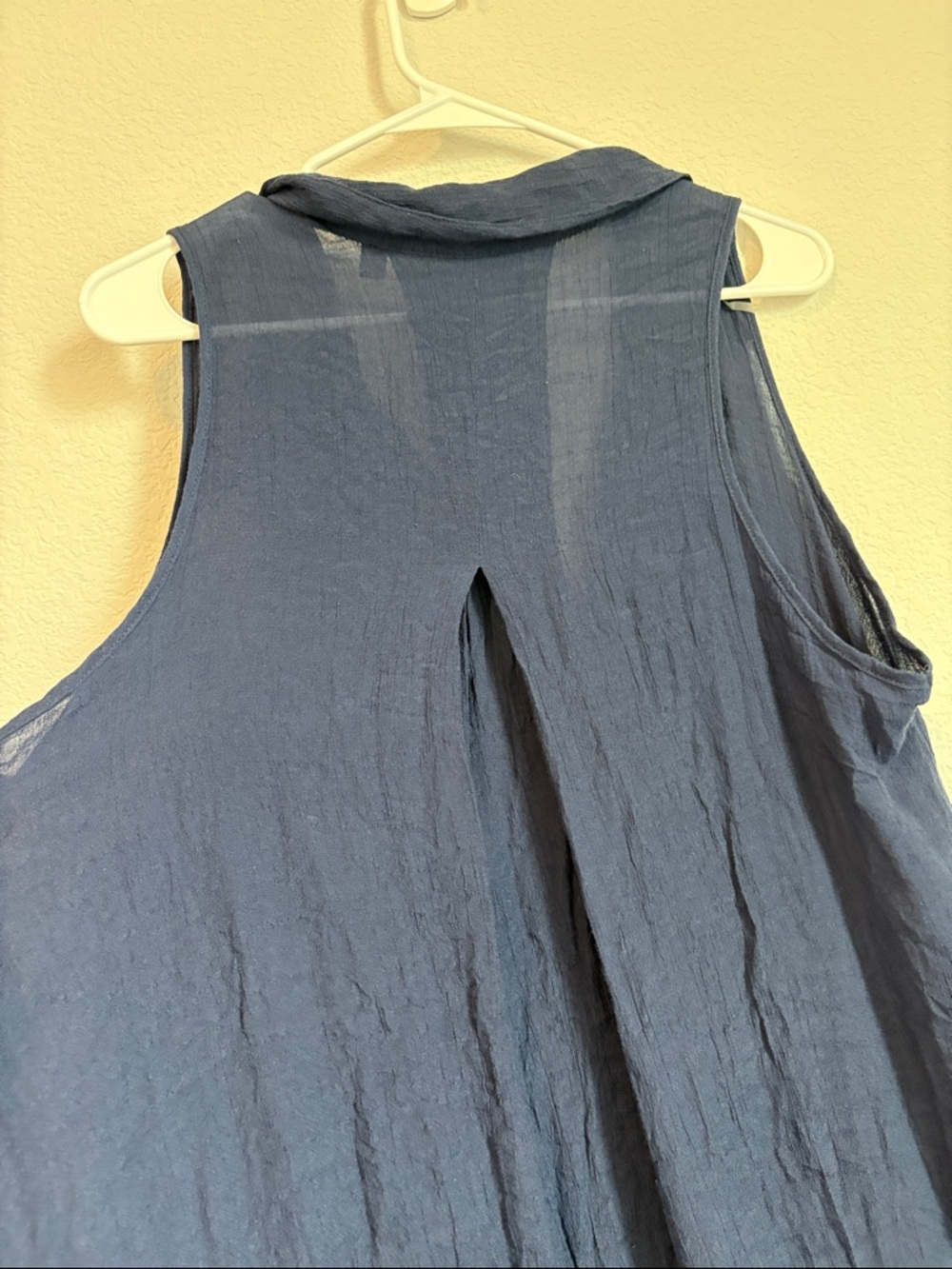 Mlle Gabrielle Navy Textured Sleeveless button up Shirt Dress 1X - Picture 6 of 6
